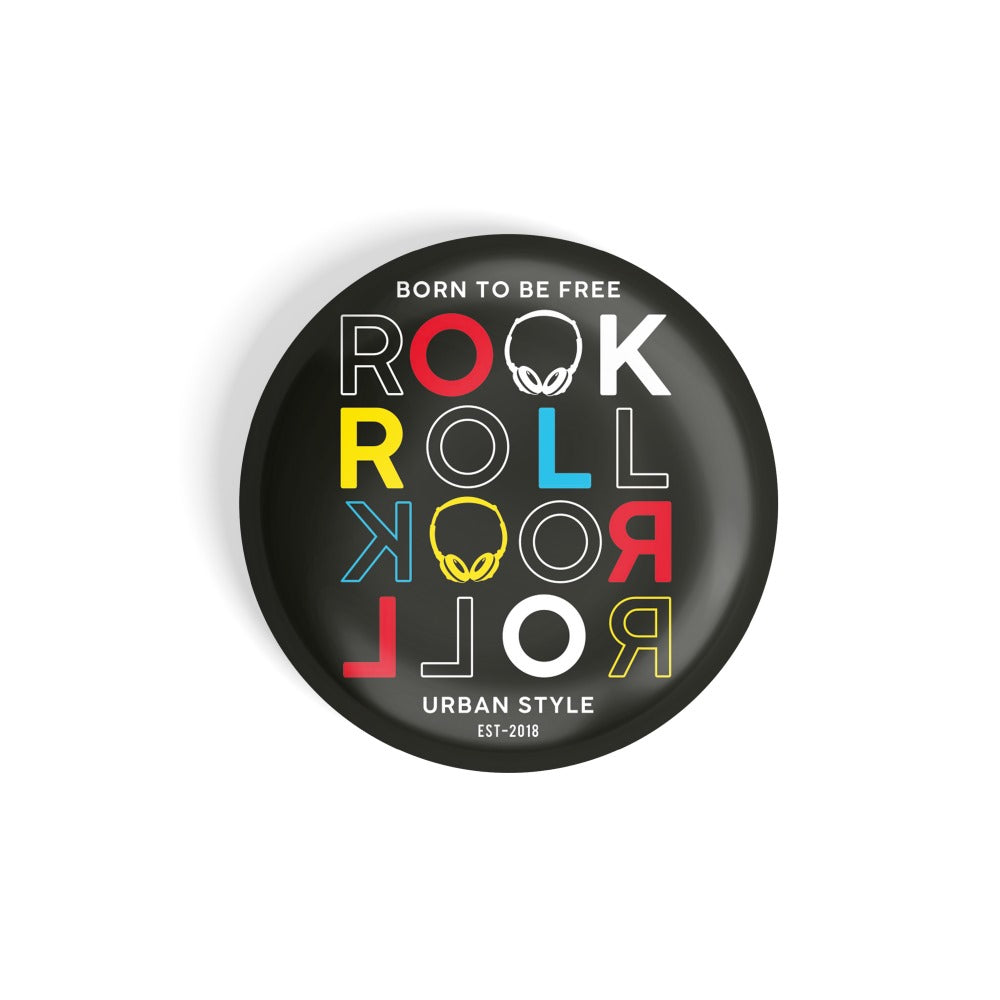 dhcrafts Round Fridge Magnet Quotes Black Born To Rook Roll Rook Roll Urban Style Est - 2018 Glossy Finish Design Pack of 1 (75 mm)